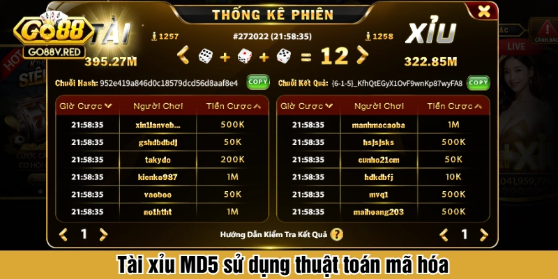 Tài xỉu MD5 sử dụng thuật toán mã hóa